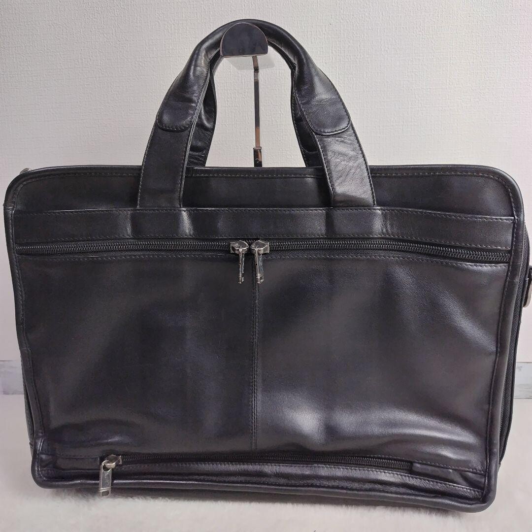 TUMI Alpha 96141D4 Black Leather Briefcase 2 Way Computer Bag Expandable A4 PC