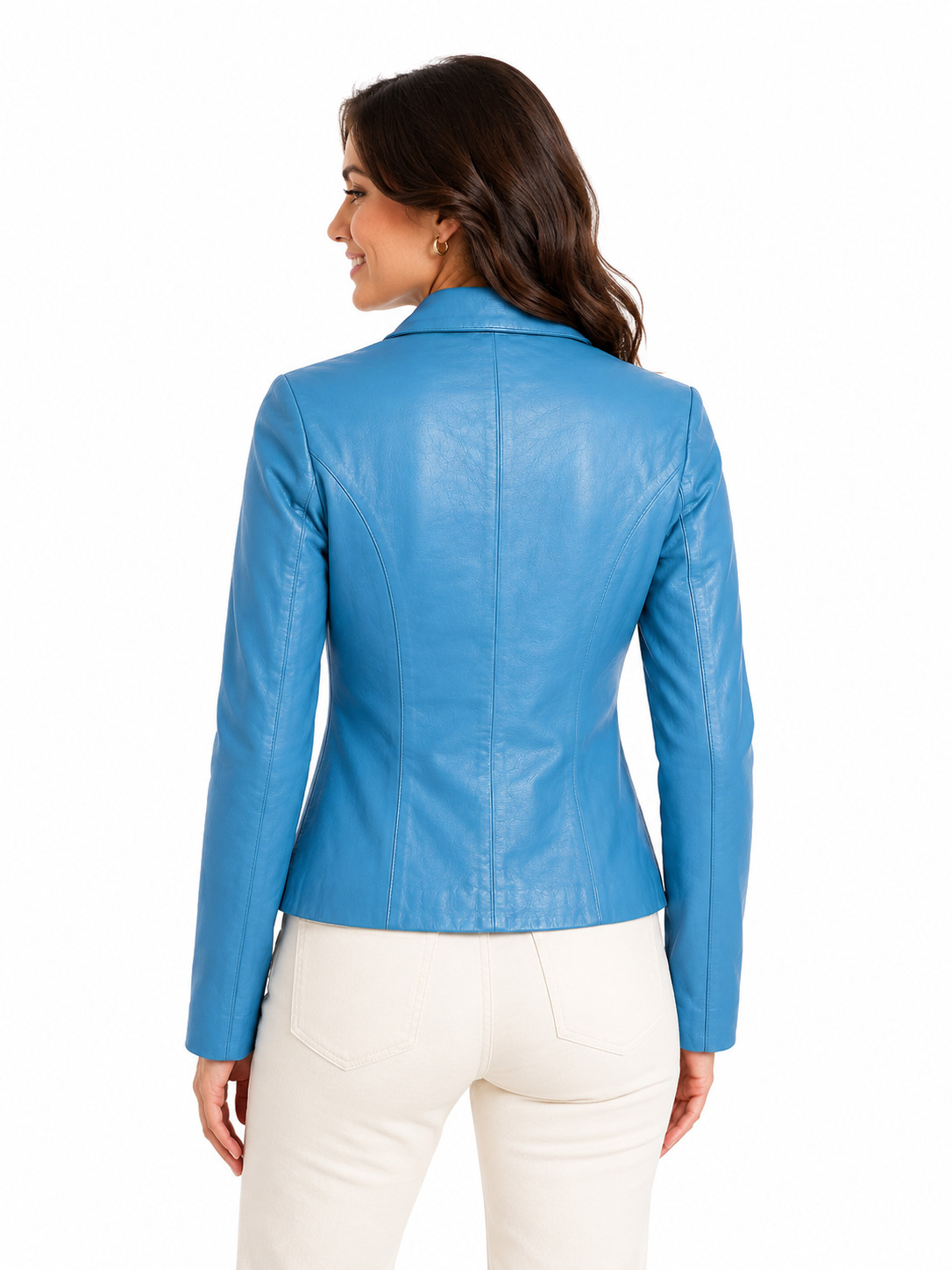 Genuine Black Color Leather Women Jacket Fitted Blazer Style, Tailored