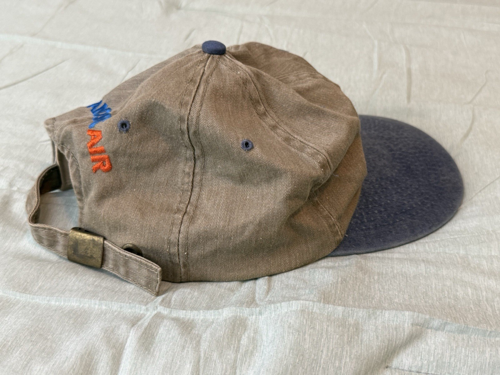 Tan/Blue Embroidered Hat Adjustable Strapback Unisex-Shandscair