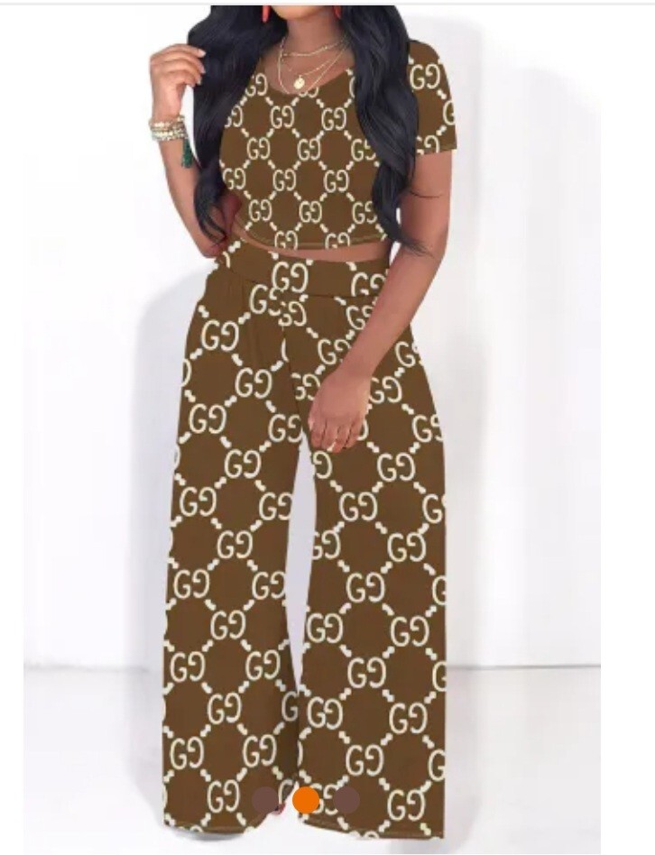 Casual Letter Print Contrast O NeckTwo piece