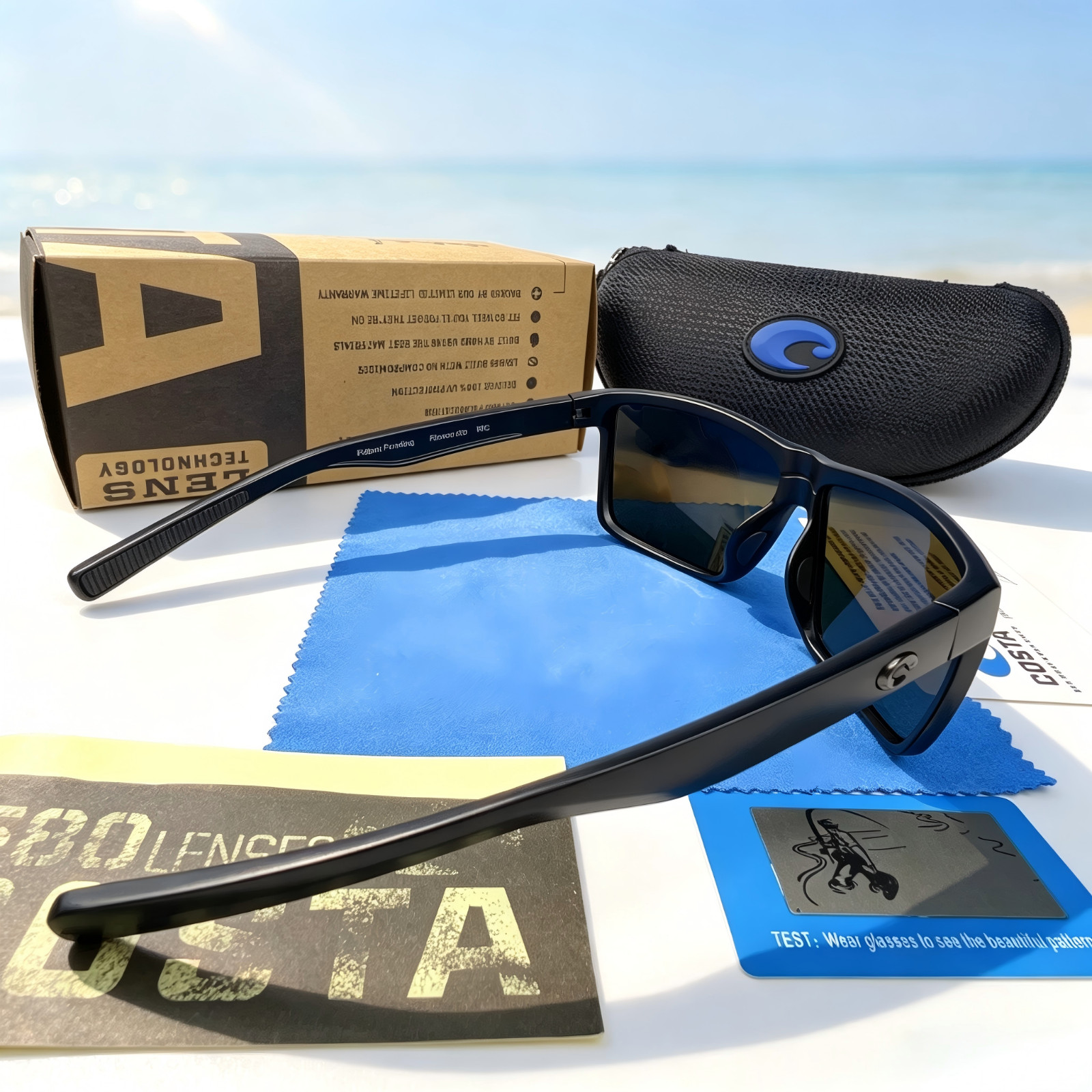 Costa Del Mar Rinconcito Black /blue Polarized Sunglasses 580P High-end TR90