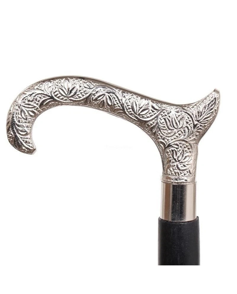 Silver Vintage Designer Victorian Brass Handle Wooden Walking Stick Cane