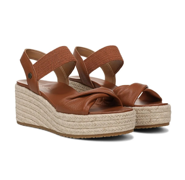 Vionic’s Darla Espadrille Wedge Sandal, Tan Leather