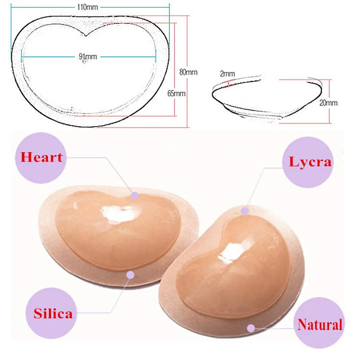 Sticky Push Up Bra Pads Silicone Inserts Lift Enhancer Removable Invisible