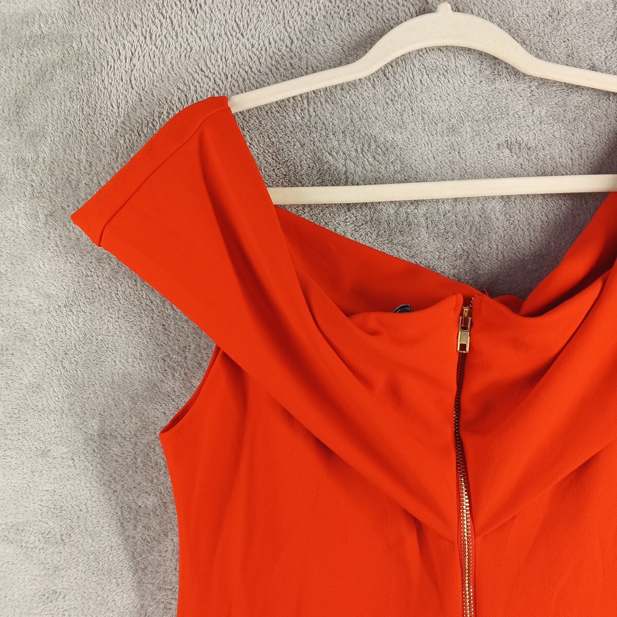 REBECCA B Sheath Red Dress Size 14 Women Off The Shoulder Knit Elegant Zip