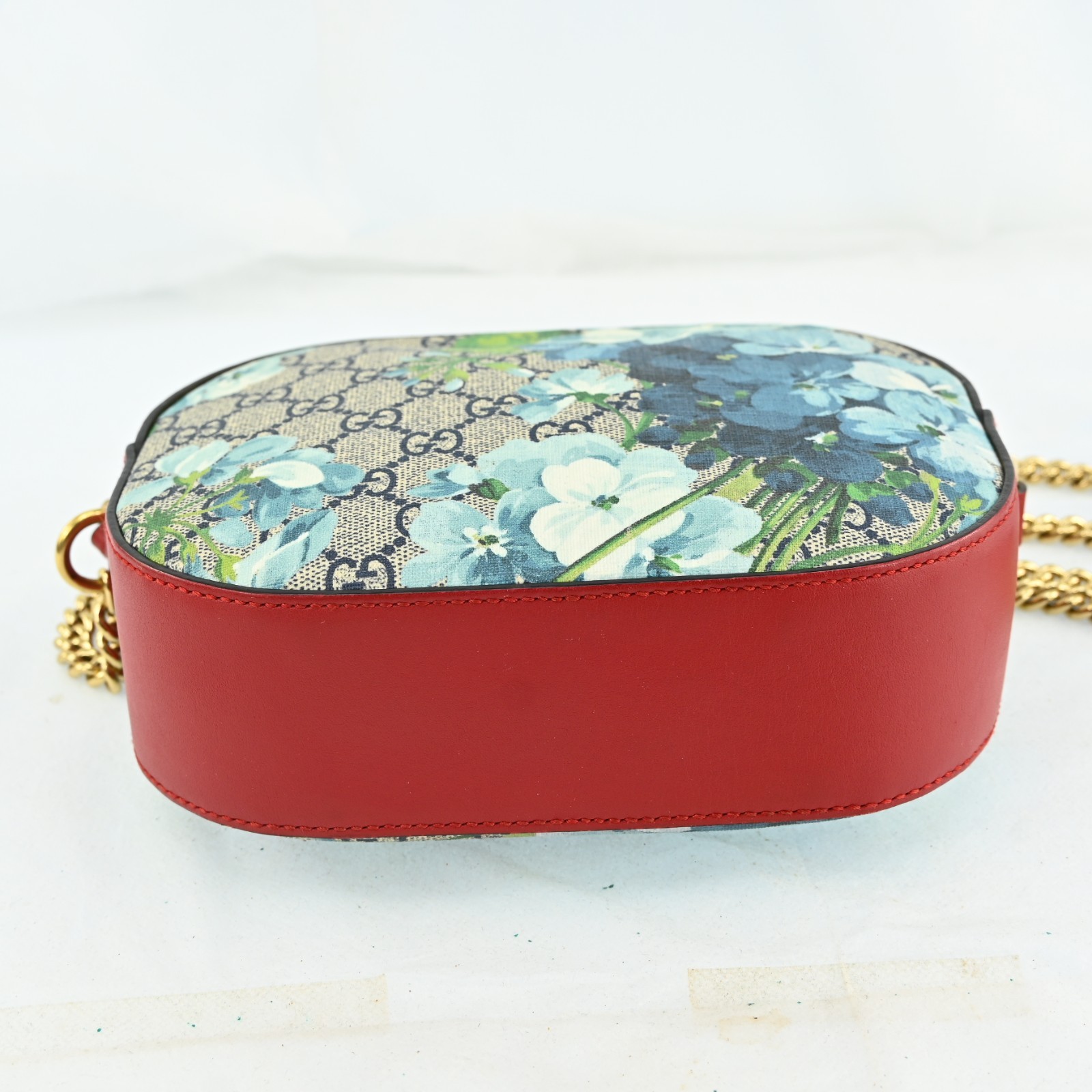 Gucci GG Blooms Supreme Chain Shoulder Bag Beige Red 546313 Crossbody C1683YA711
