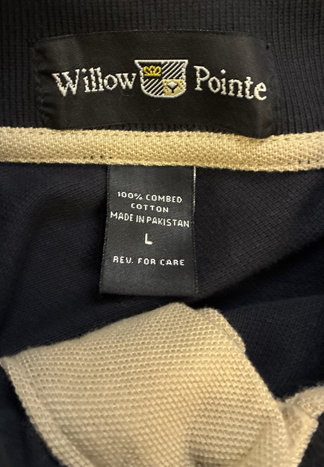 Willow Pointe Polo Shirt Men’s Large Cotton Black With Gold Accents