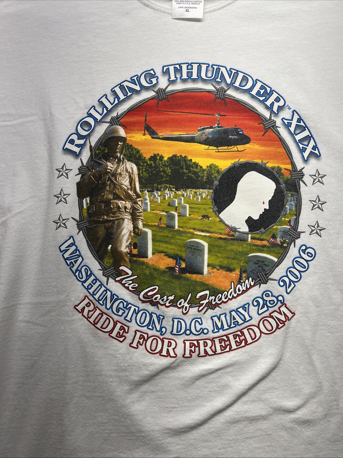 HARLEY DAVIDSON 2006 ROLLING THUNDER XIX T SHIRT MENS LARGE WASHINGTON D.C.