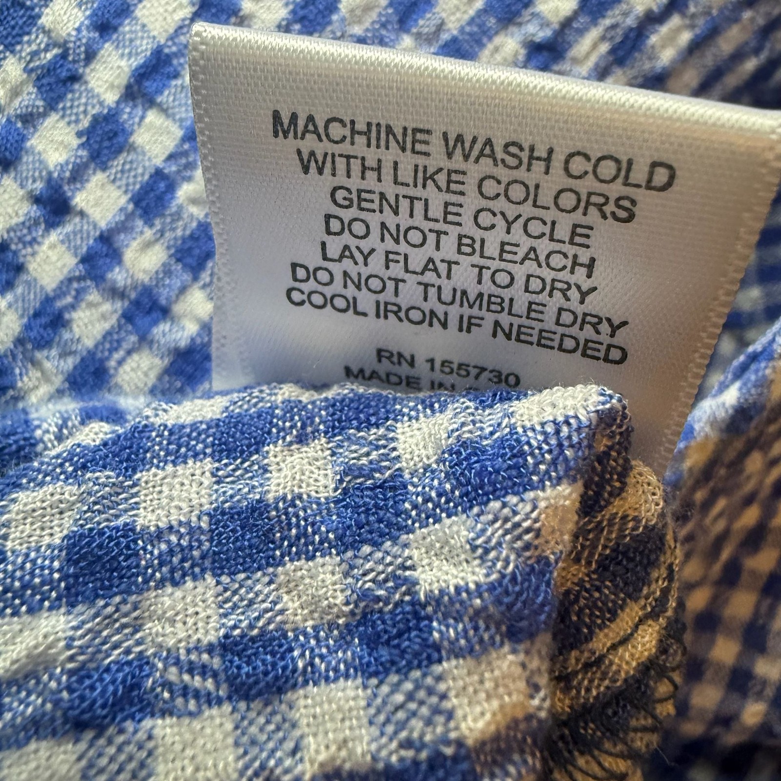 Jane + Delancey Women’s Blue and White Gingham Button-Front Ruffle Sleeve Blouse