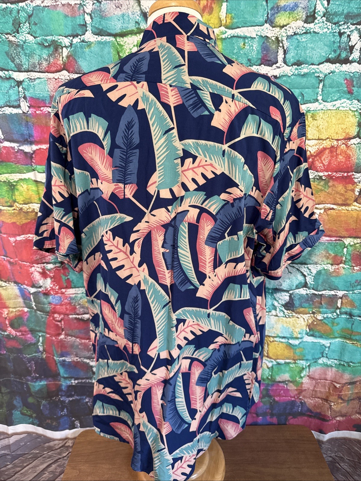 RSVLTS Paste l Palms 100% Bamboo Shirt Men Size XXL Blue Floral Button Up Pocket