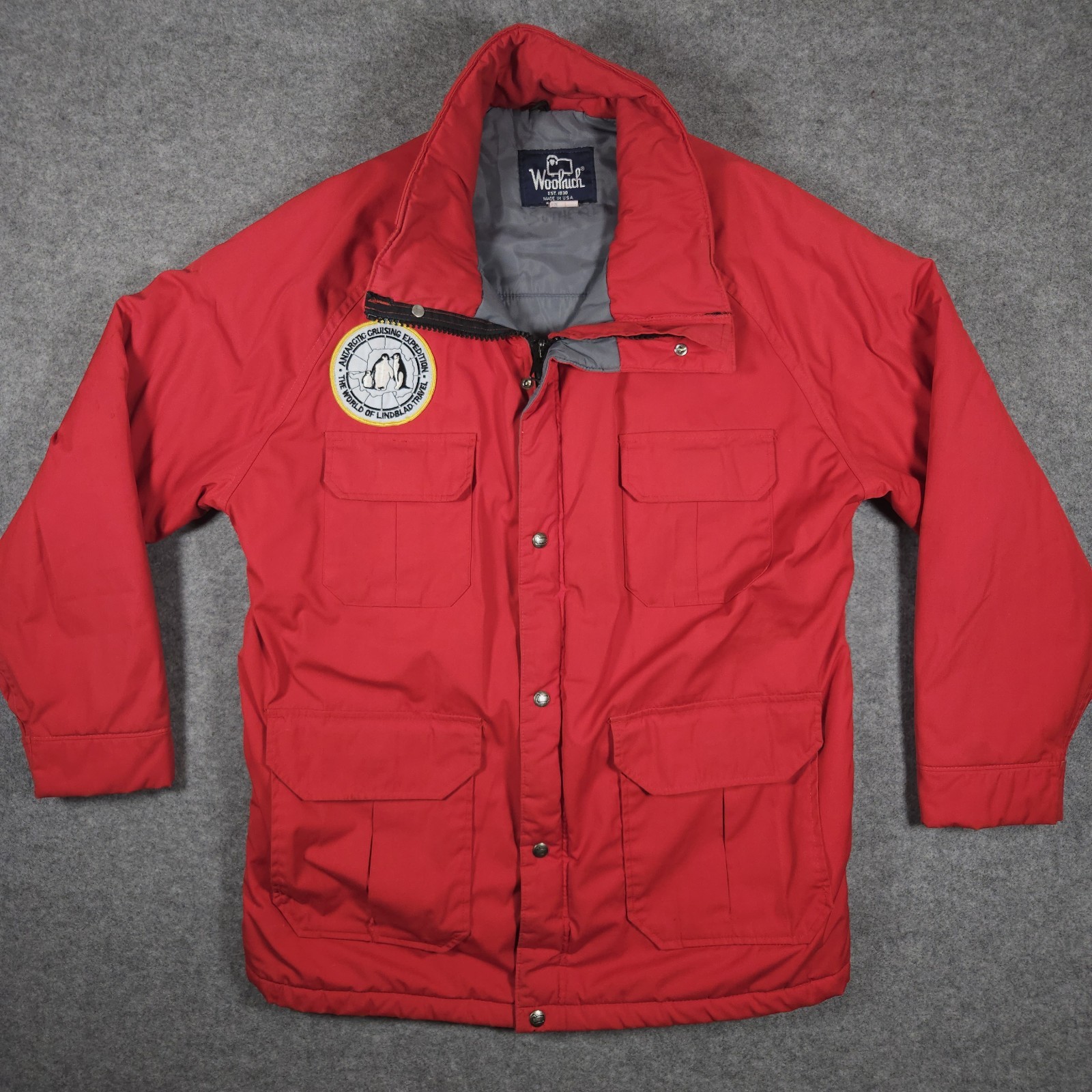 VTG 70s Woolrich Arctic Coat Mens Large Red Thinsulate Expedition Patch Gorpcore