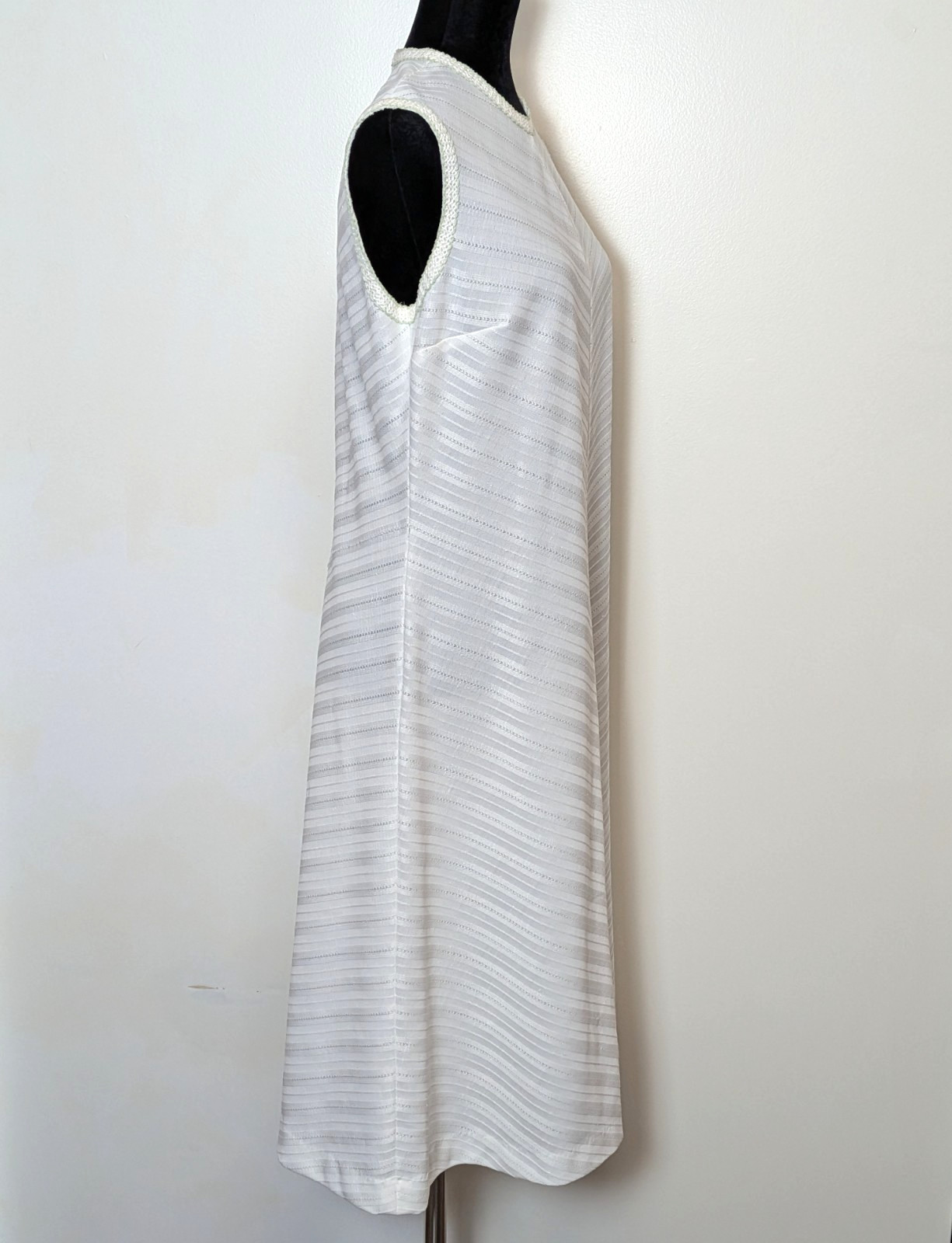 1960s White Chevron Knit Mod Sporty Sheath Tennis Tank Dress Vtg sz 18 Volup
