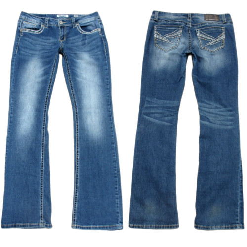 Charme Jeans Womens 31 Blue Stretch Denim Bootcut Embroidered 33in Tall Long Leg