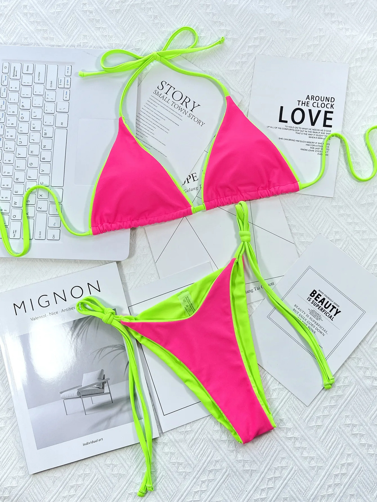 Womens Sexy Triangle Push Up Brazilian Bikini String Swimwear Thong Bathing Suit