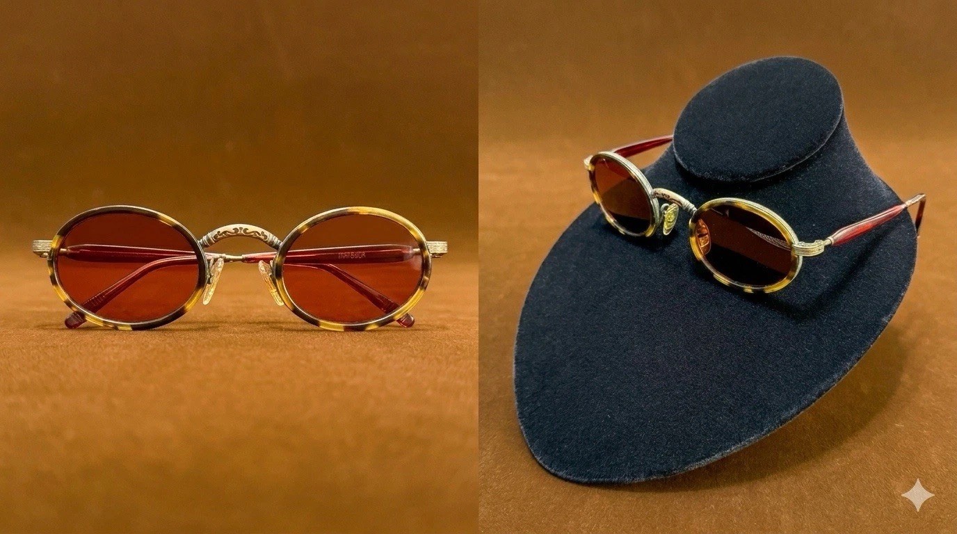 Vintage 90s Matsuda 2904 Oval Unisex Tortoiseshell Sunglasses Made In Japan 145