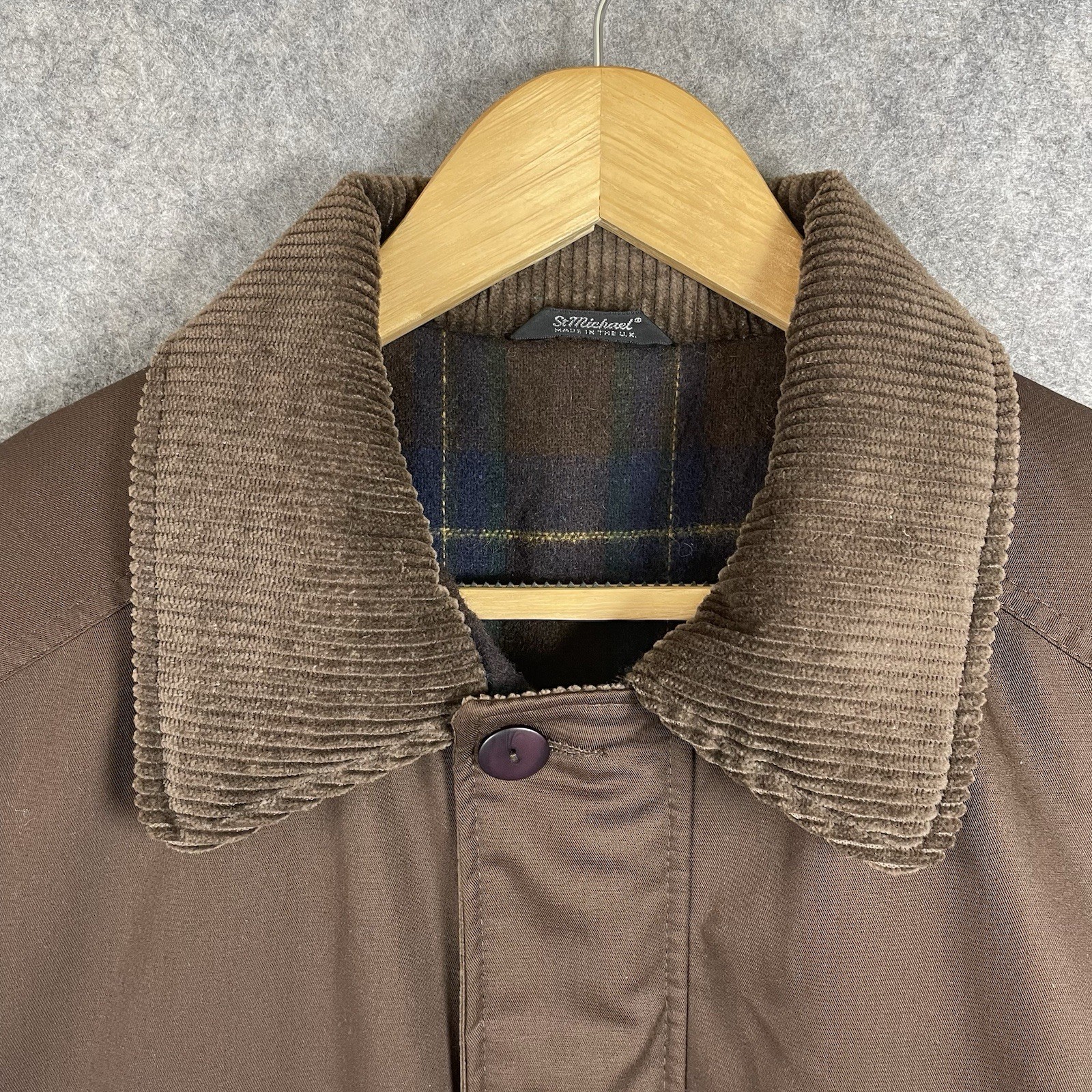 Vintage St Michael UK Coat Mens Large Brown Padded Outdoor Utility Jacket