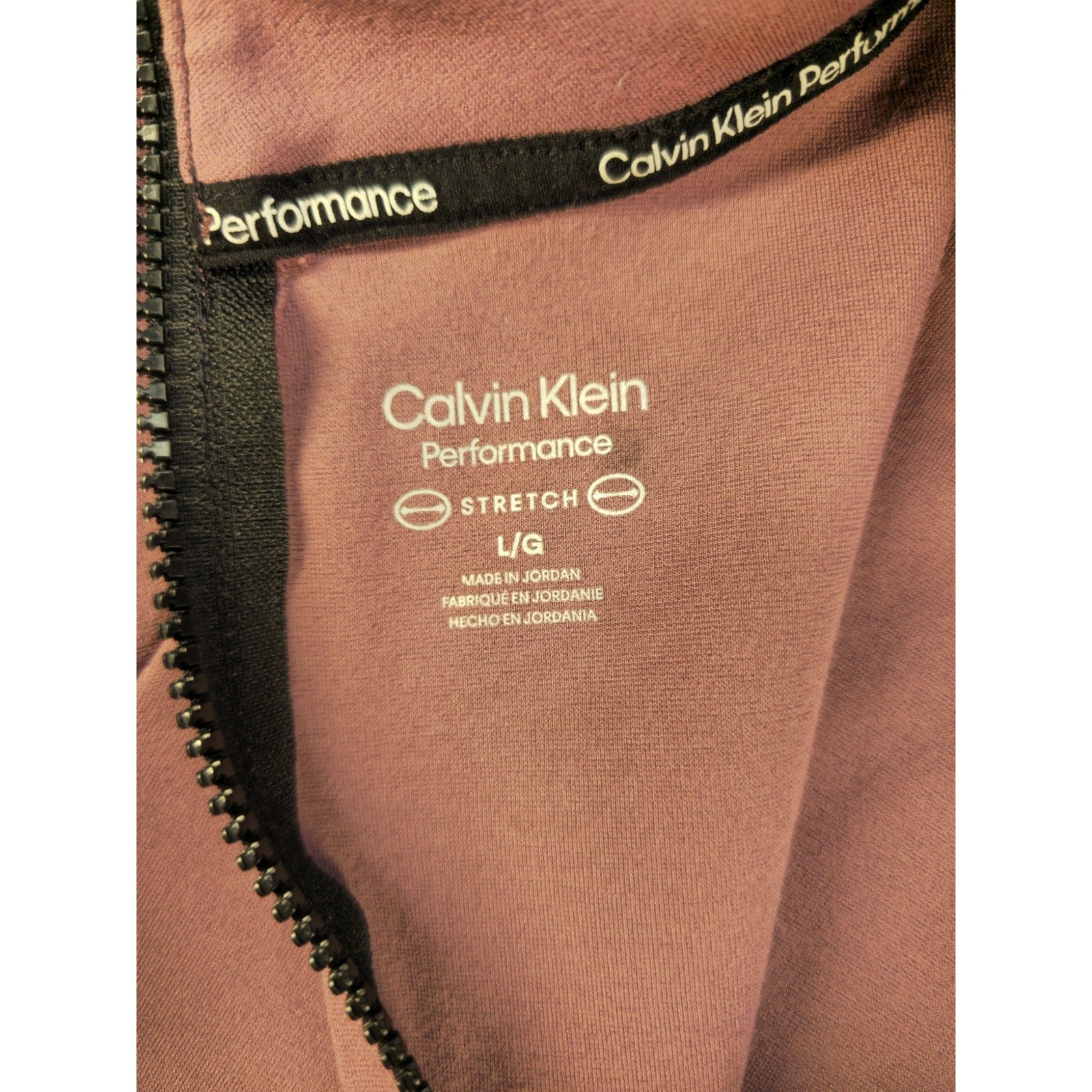Calvin Klein Performance Womens Large Cropped Quarter Zip Pullover Mauve Stretch