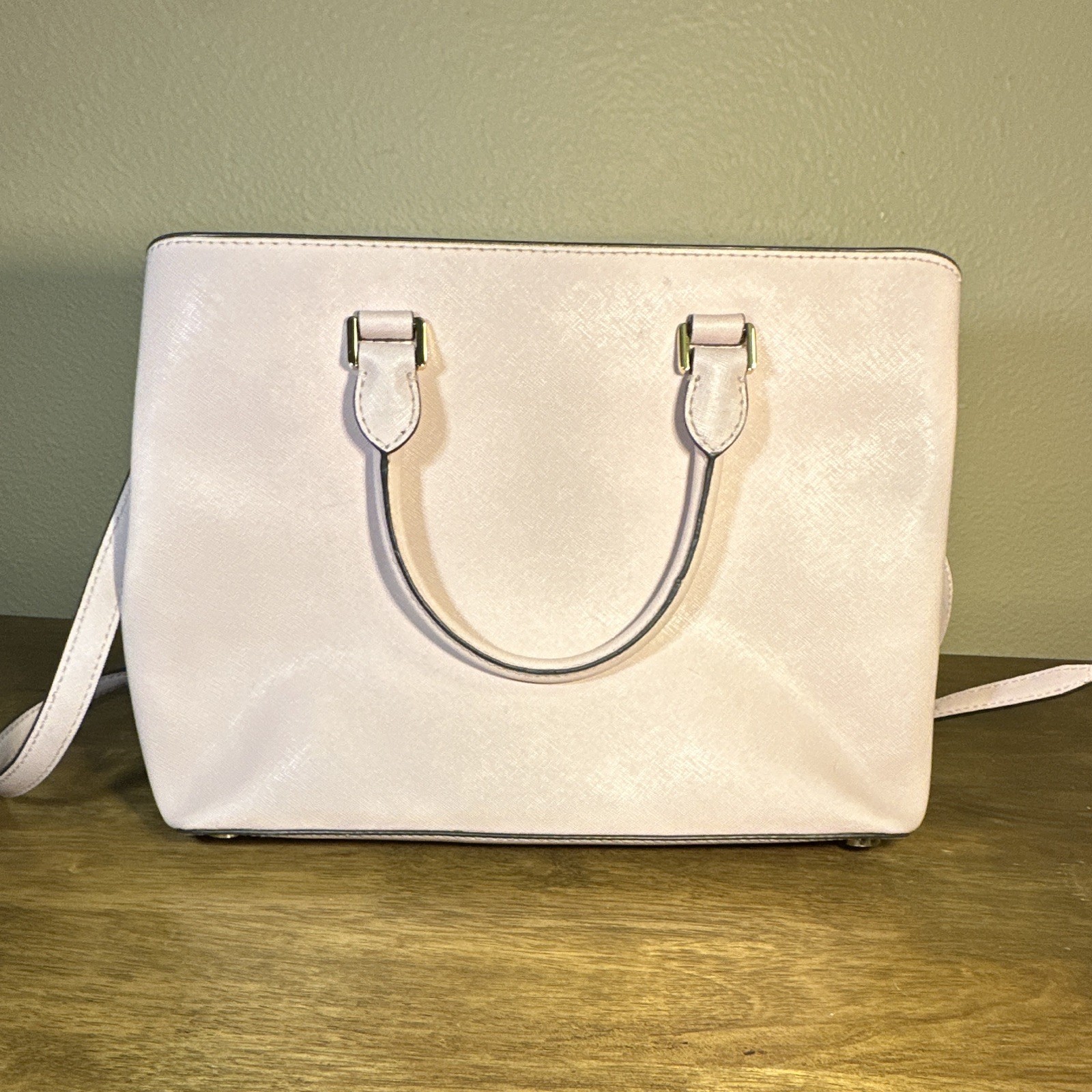 Michael Kors Pink Satchel Top Handle Bag Gold Hardware Zip, Detachable Strap