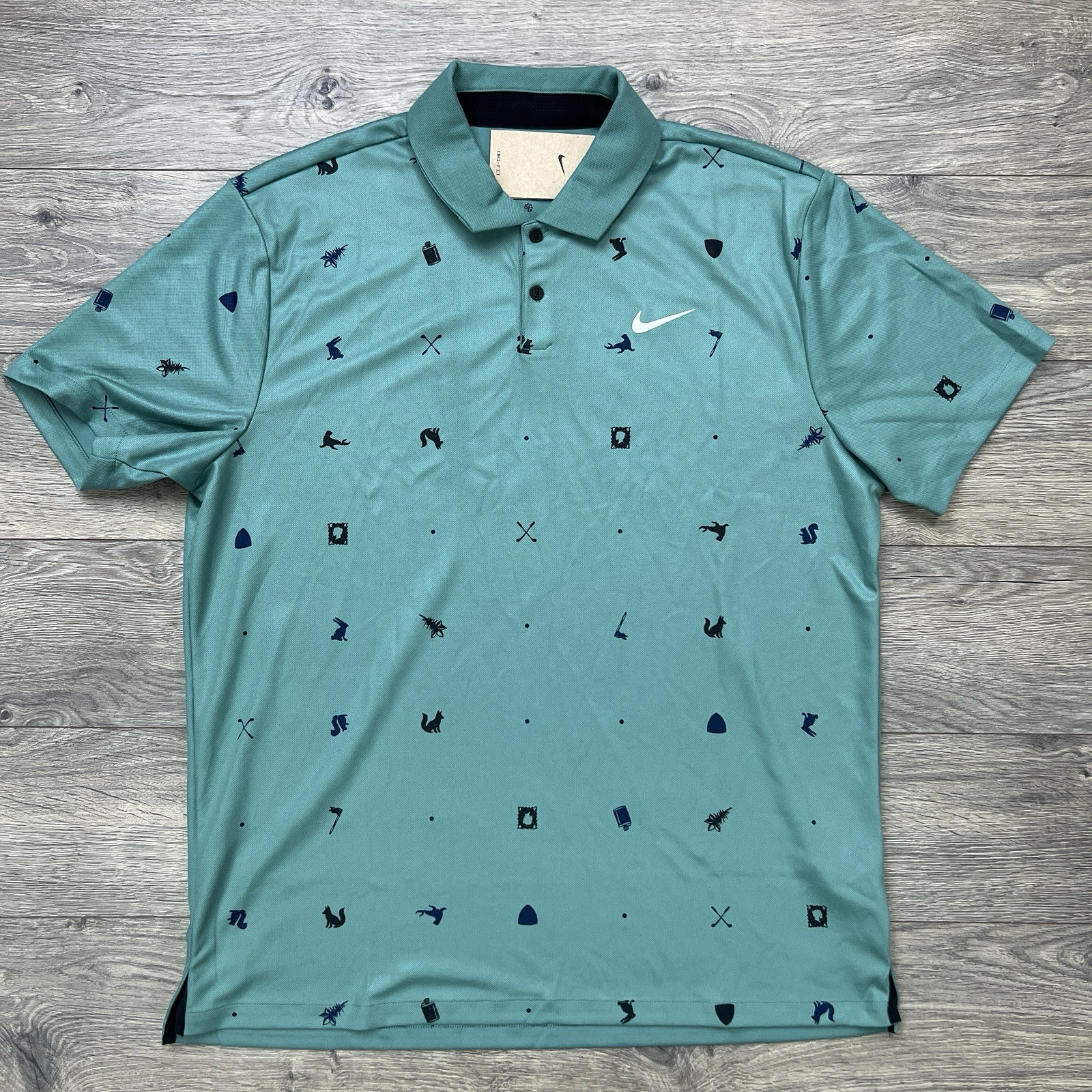 Nike Golf Polo Shirt Size 2XL Mens Dri Fit Tour Novelty Icon Print Short Sleeve