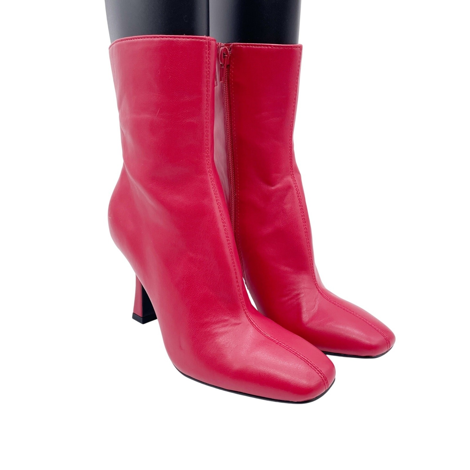 Open Edit Women’s Hesper Bootie Leather Red Salsa Size 6M
