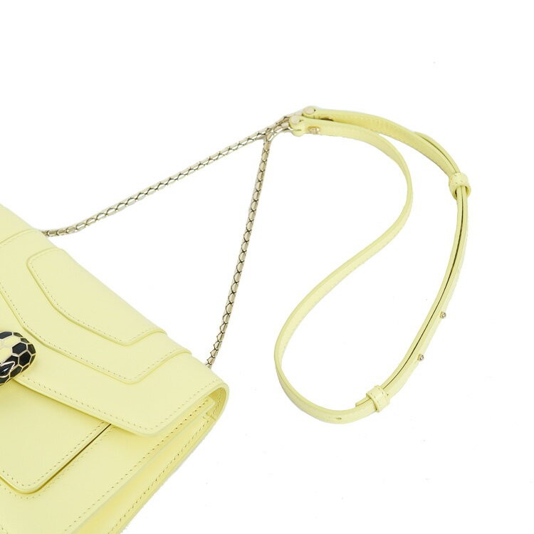 BVLGARI Shoulder Bag Serpenti Forever Handbag Leather Yellow Width 7.87” 99