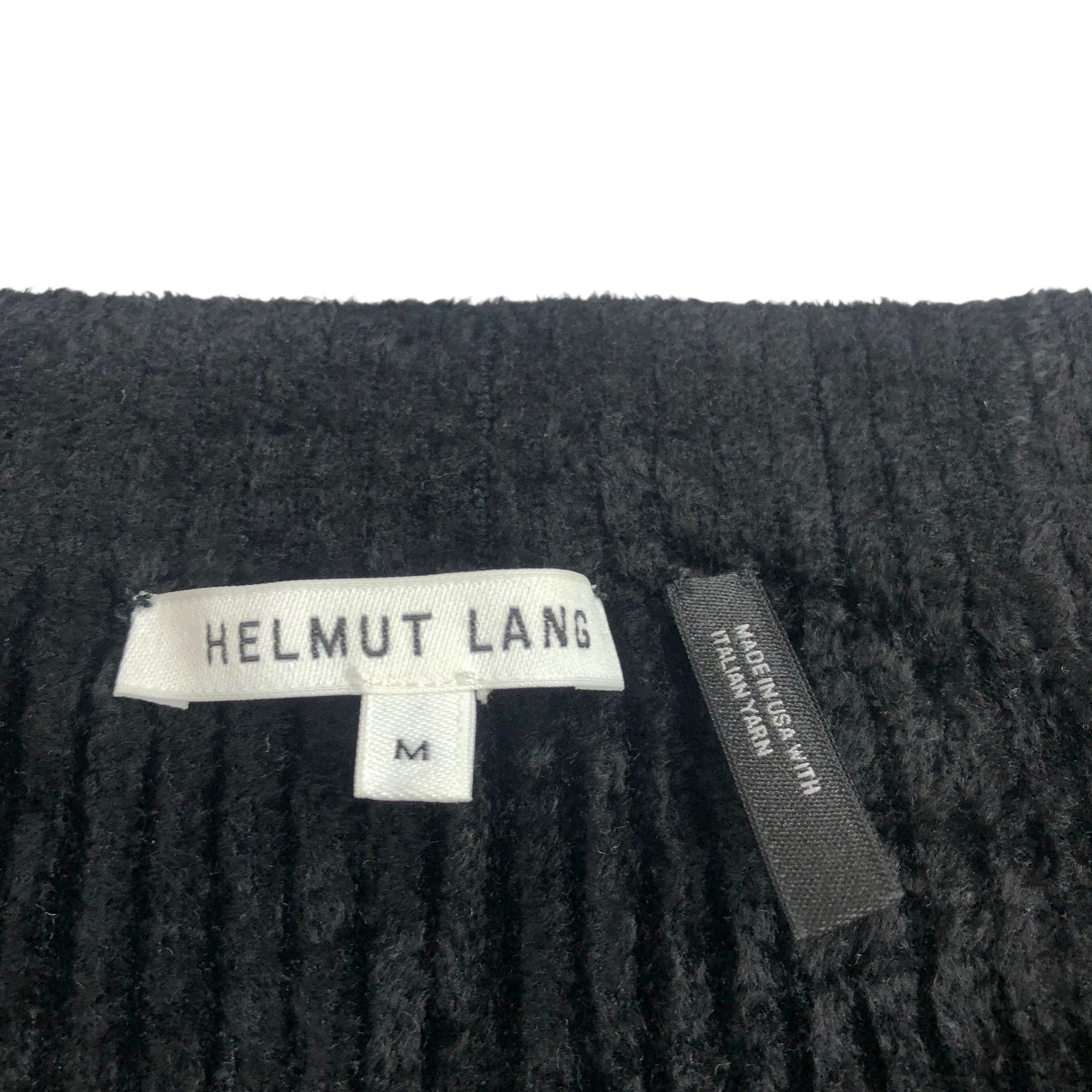 Helmut Lang Italian Yarn Off Shoulder Ribbed Knit Bodycon Midi Dress Size M