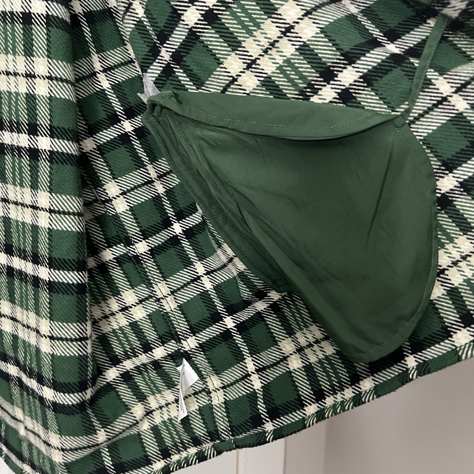 Goodfellow & Co Men’s 2XL Green White Plaid Flannel Button Front Shirt Jacket