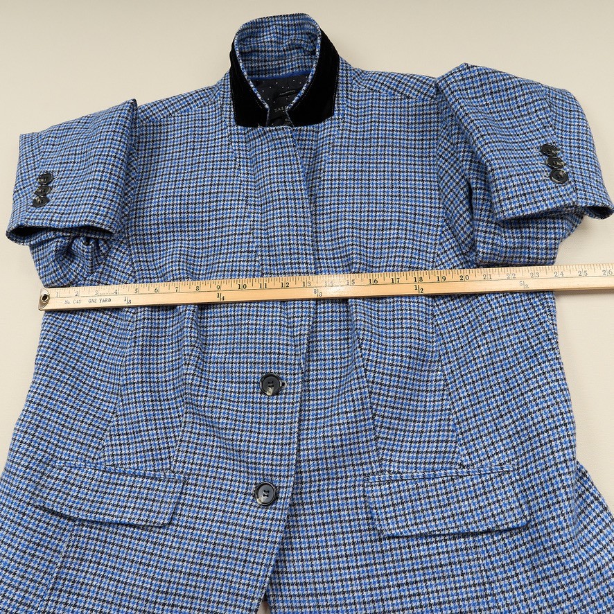 Talbots Aberdeen Wool Blend Blazer Womens Sz 18W Plus Blue Plaid Lined
