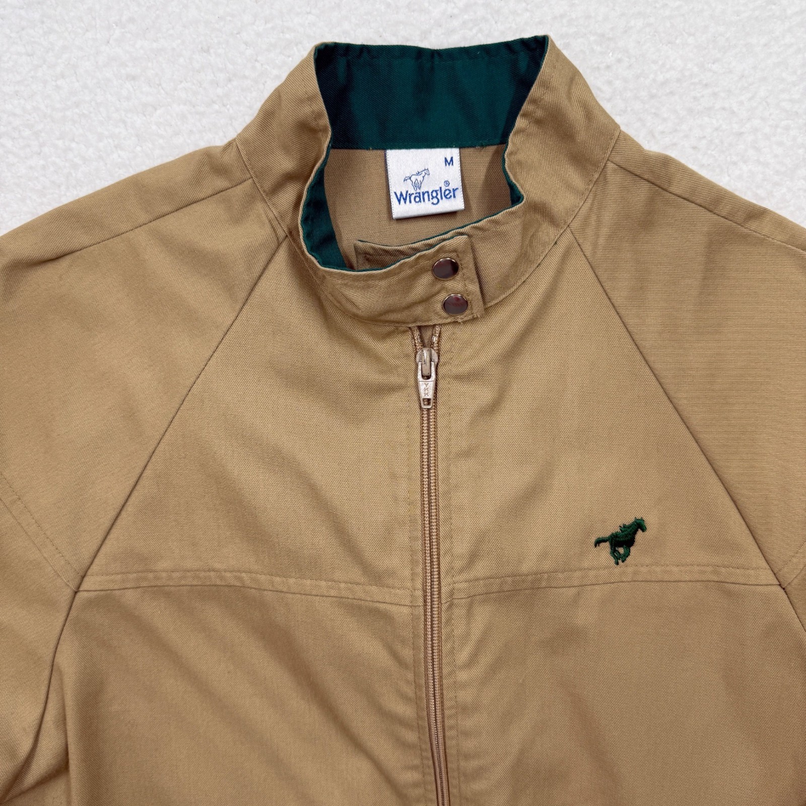 VTG Wrangler Canvas Jacket Zip Up Jacket Logo Normcore Retro Preppy Tan Womens M