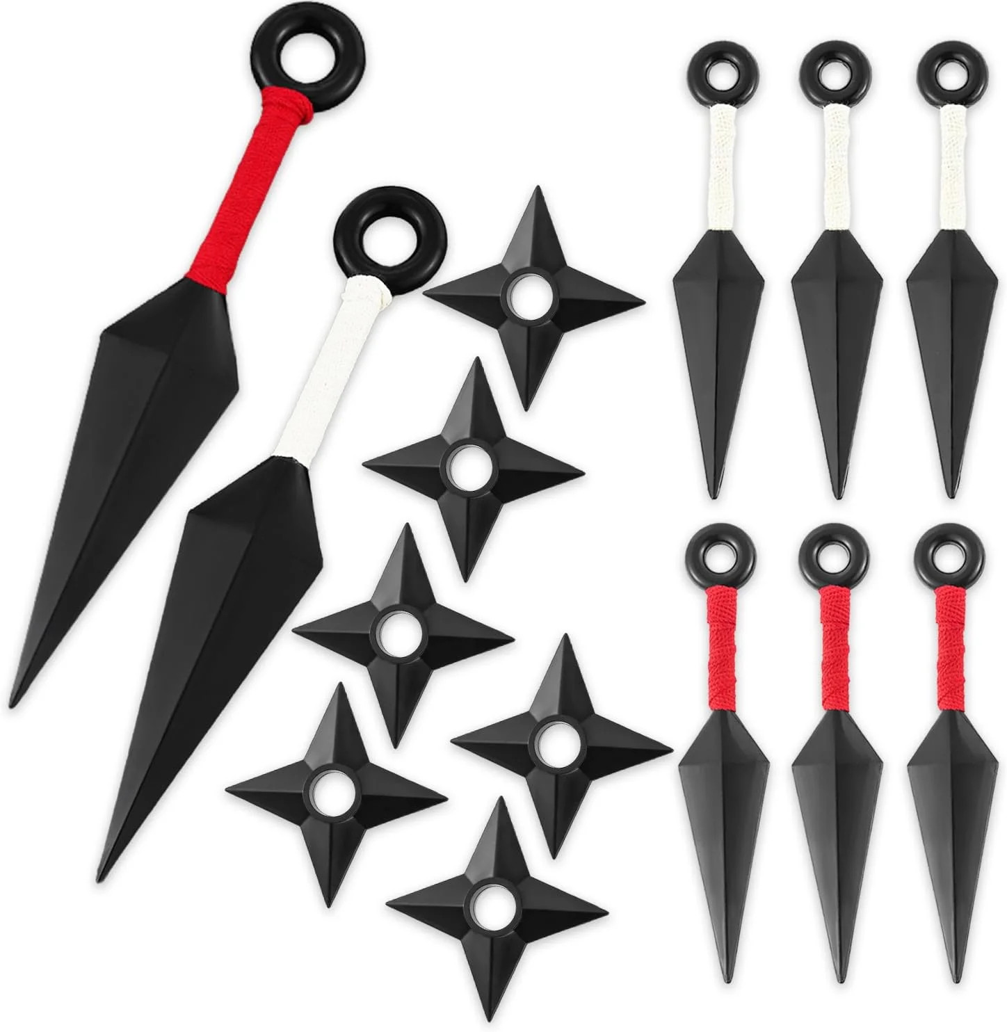 14-Piece Ninja Cosplay Kit, Plastic Kunai (10.2″ X 2+5.1″ X 6), Shuriken/Ninja S