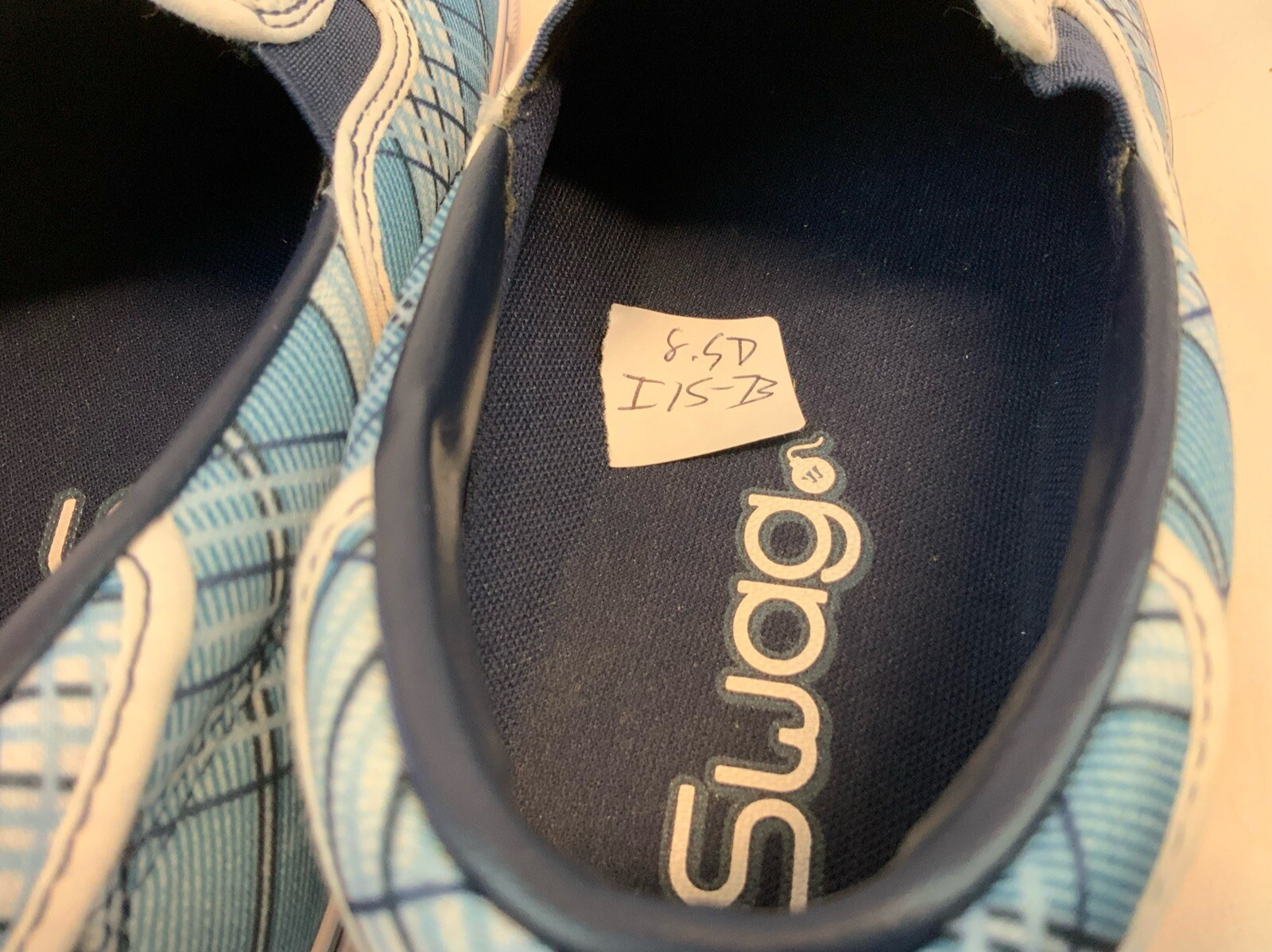 Warrior Swag Skateboard Shoes Sz 8.5 D Men Blue Plaid Slip On New YGI I1S-73