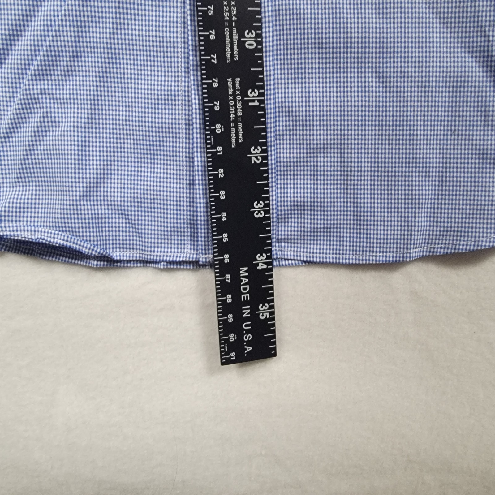 NEW VTG Brooks Brothers Shirt Mens 16.5 3 Blue Micro Check Relaxed Fit Cotton