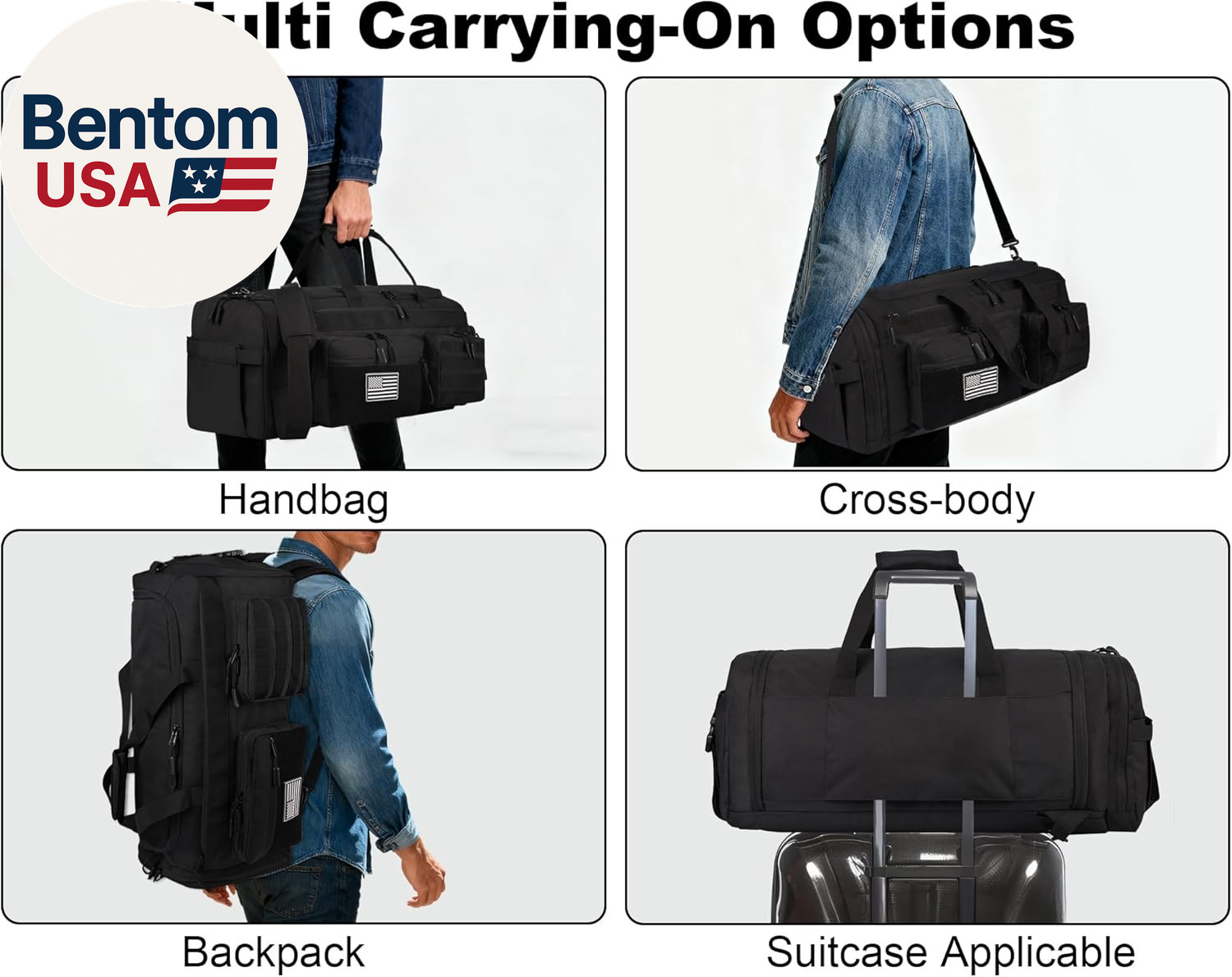 50L Tactical Duffle Bag for Men, 3-In-1 Gym Duffle and Backpack, Shoe Compartmen