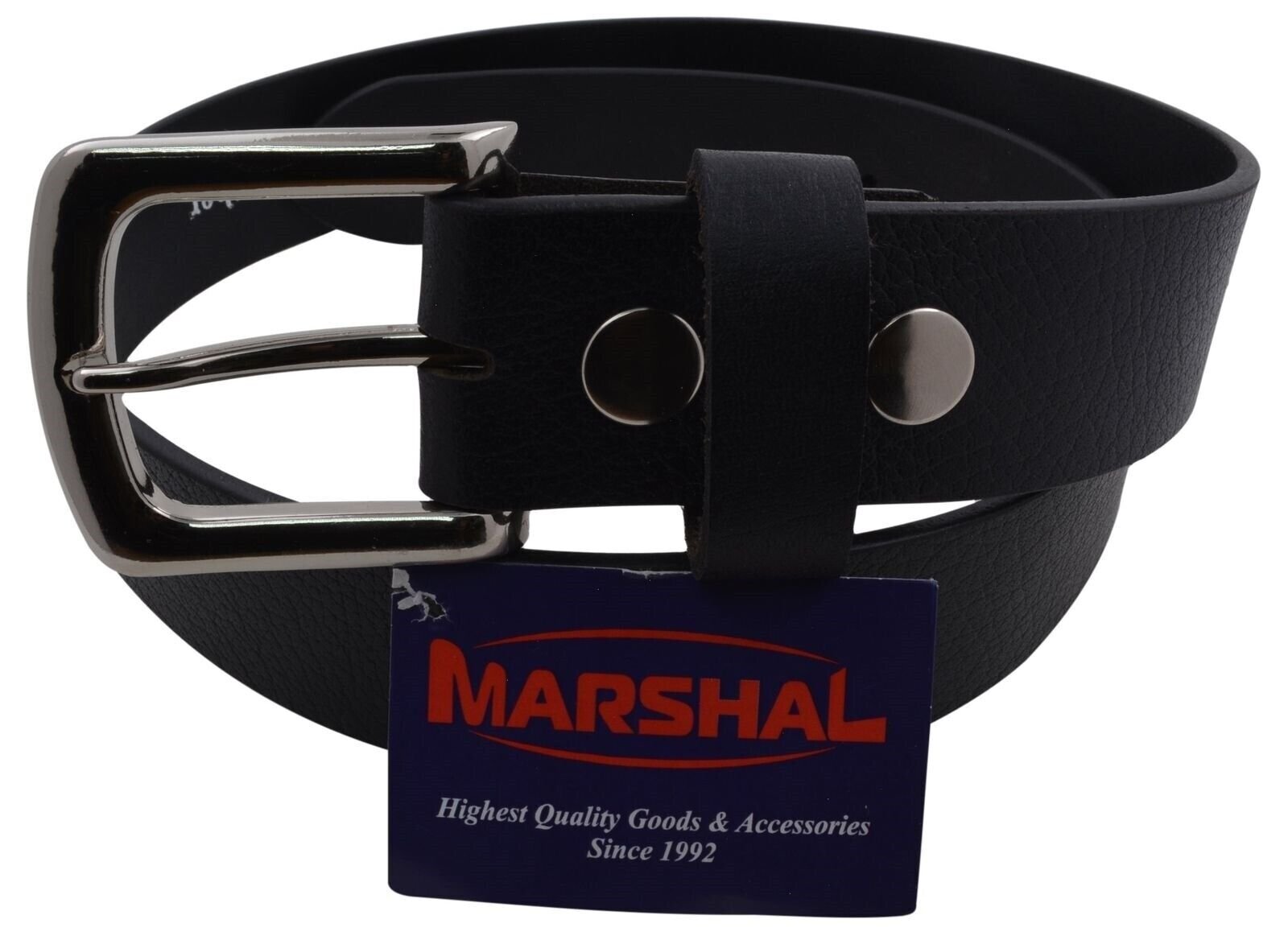 Durable Genuine Leather Mens Belt with Removable Silver Buckle Black Brown