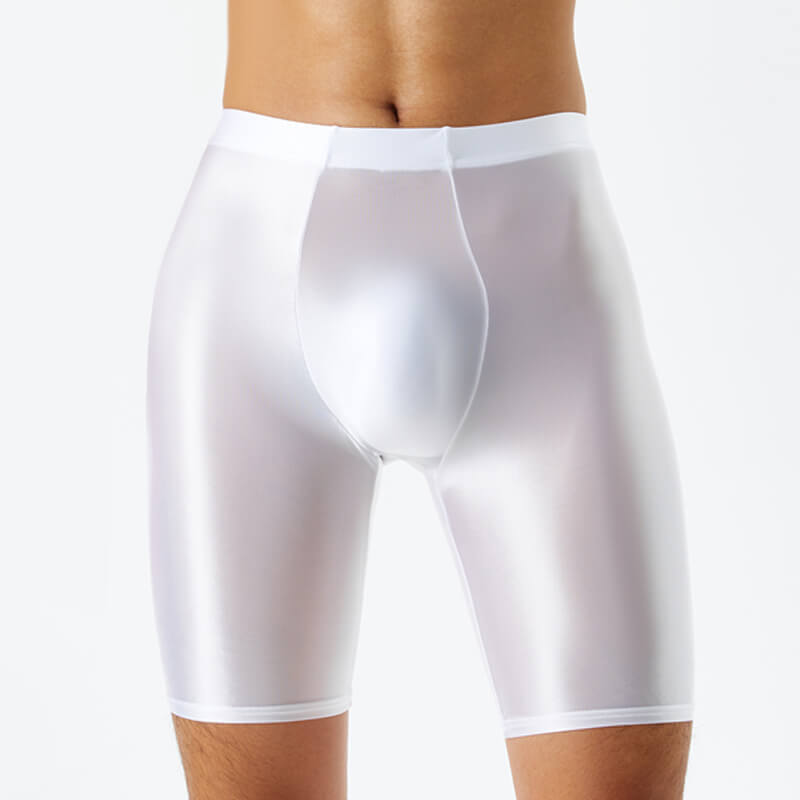 Men’s Wet Look Shiny Satin Tights Underwear Bulge Pouch Boxer Shorts Underpants
