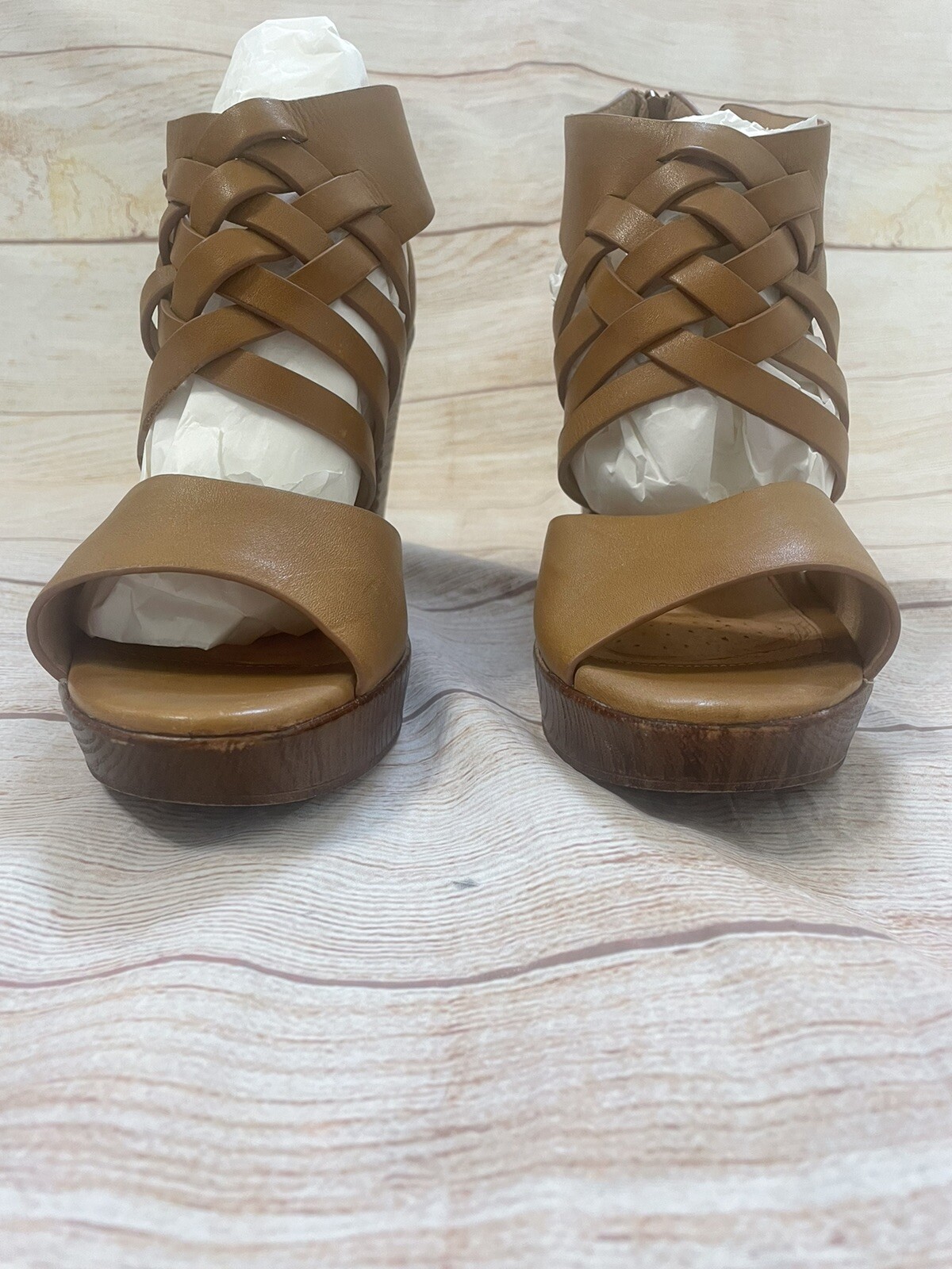 Sofft Ohanna Tan Vowen Leather Heel Sandals size 11W