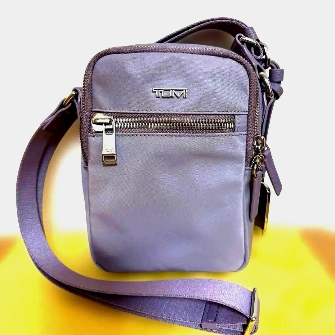 TUMI Voyageur Lavender Nylon Crossbody Bag Women Purple Double Zipper
