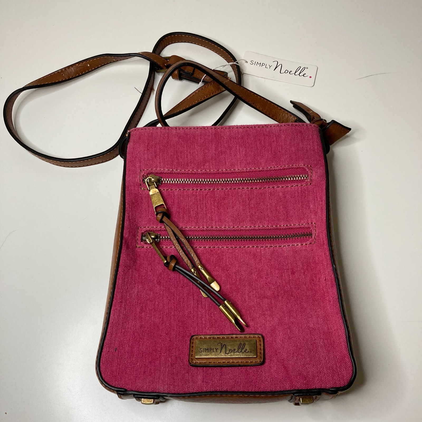 Simply Noelle Pink / Brown Shoulder/Crossbody Purse 10x7x3 New w/ Tags