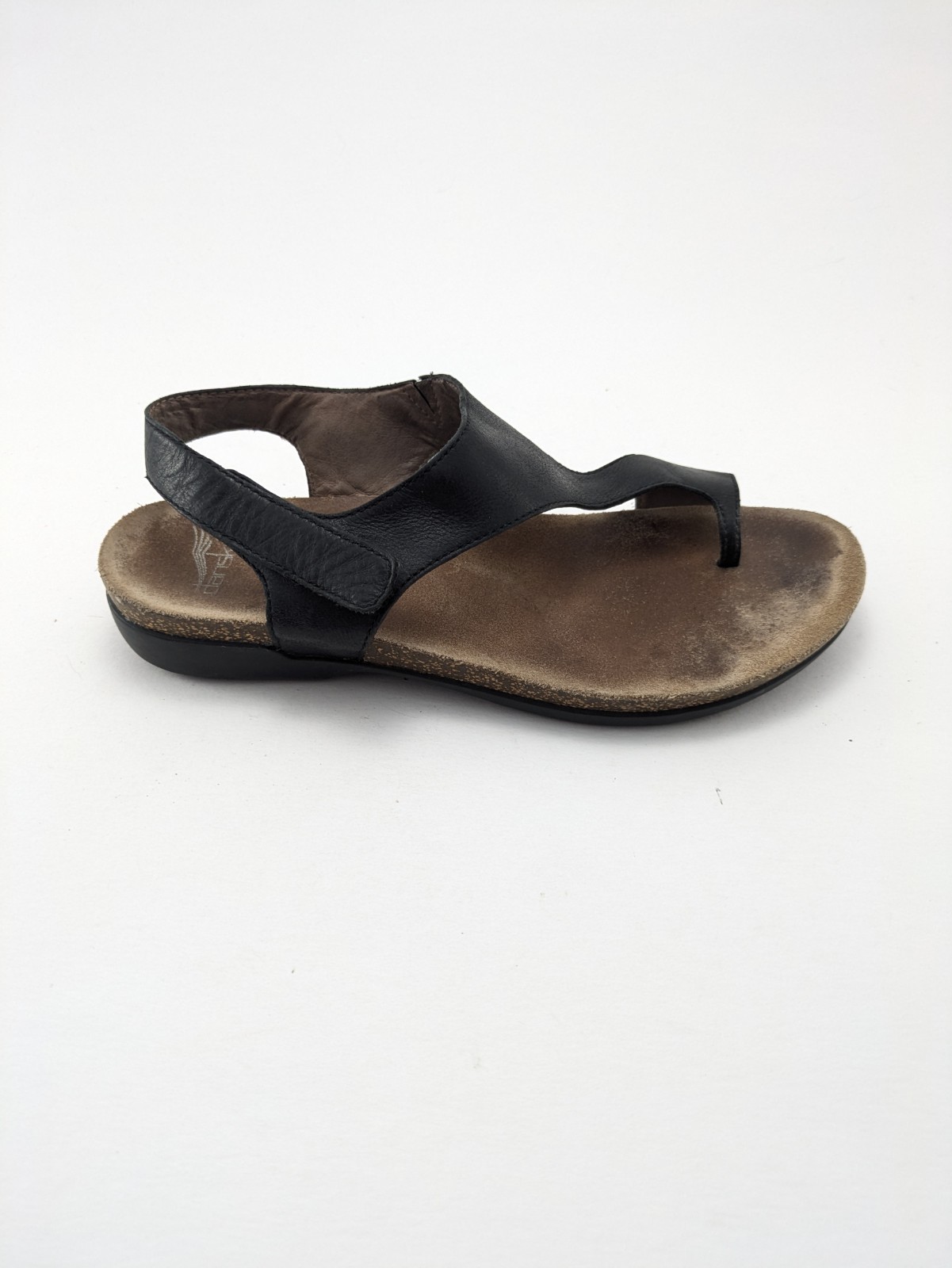 Womens Dansko Reece Waxy Black Burnished Leather Sandals 6024470200 Size 9-9.5