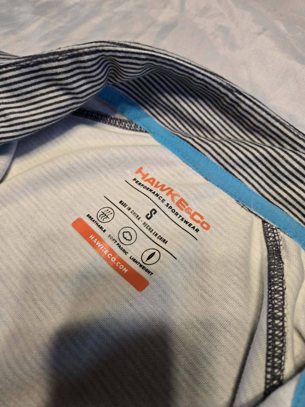 Hawke & Co 1/4 Zip Performance Striped Mens Small Breathable Lightwt Pullover