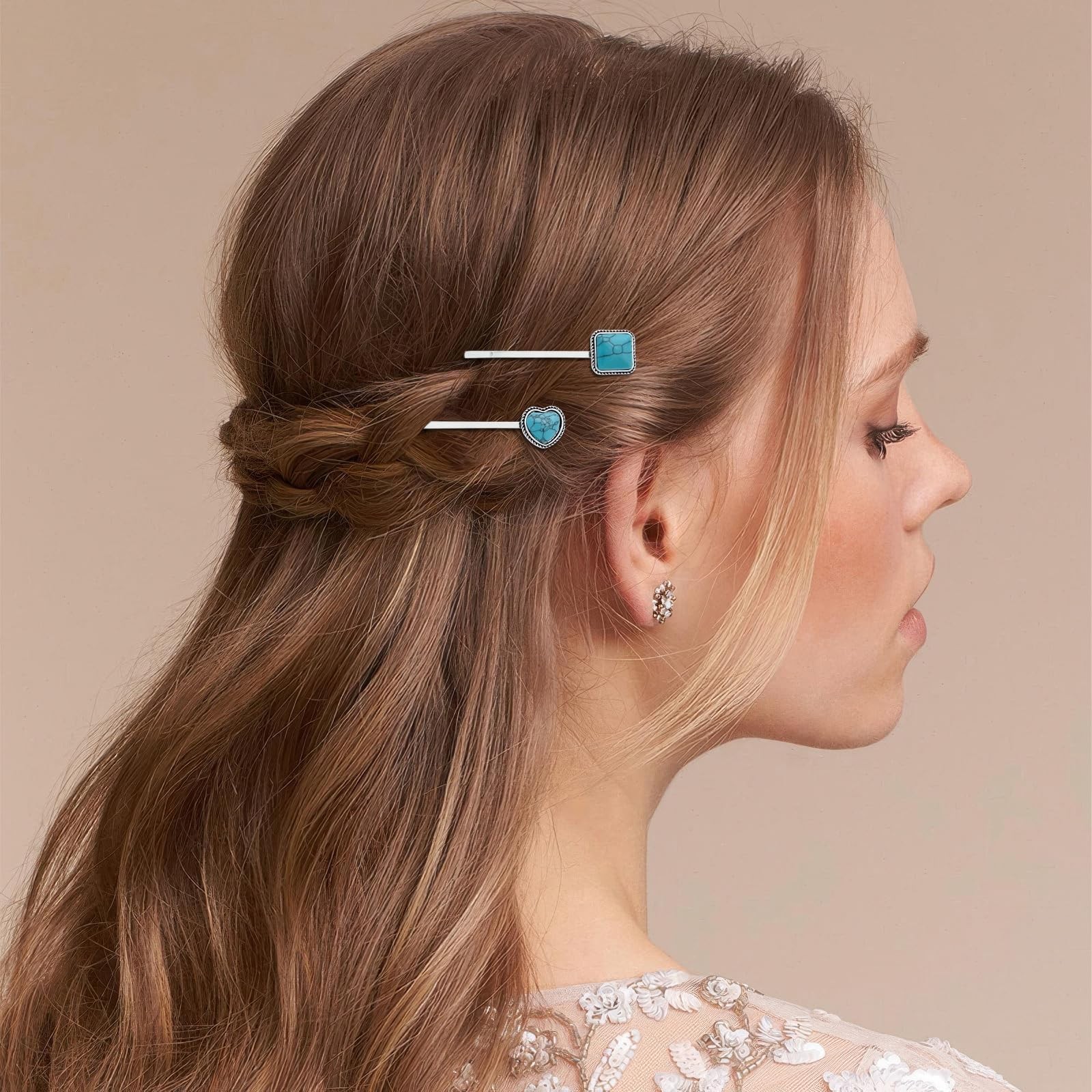 7PCS Turquoise Retro Decorative Bobby Pins 1 Count (Pack of 7), turquoise