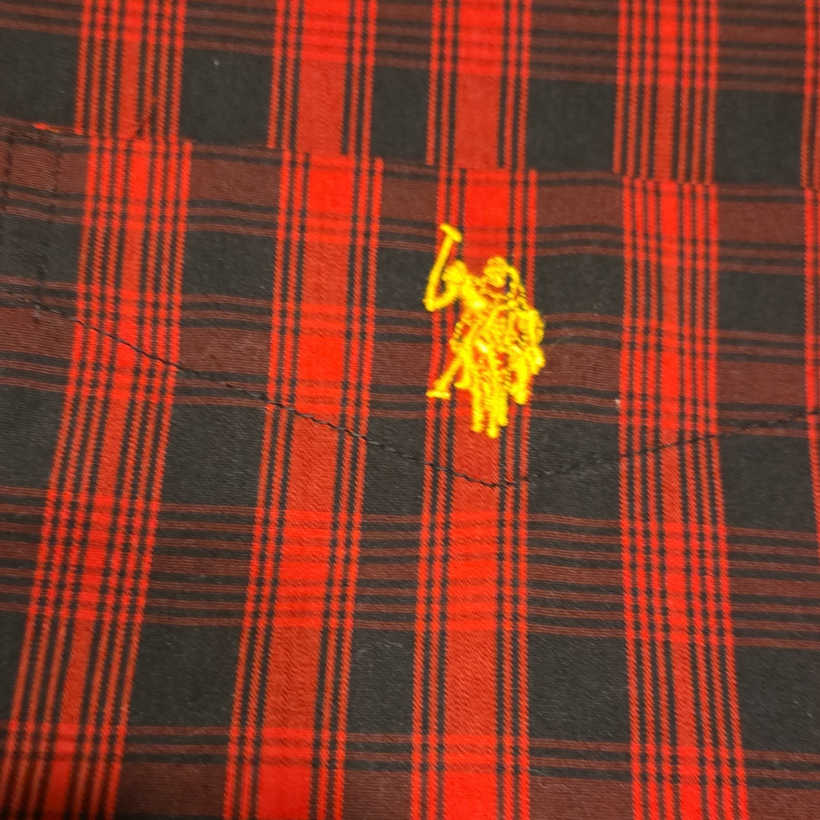 U.S. Polo Assn. Mens Red Black Plaid Stretch Long Sleeve Button-Down 3XL 48