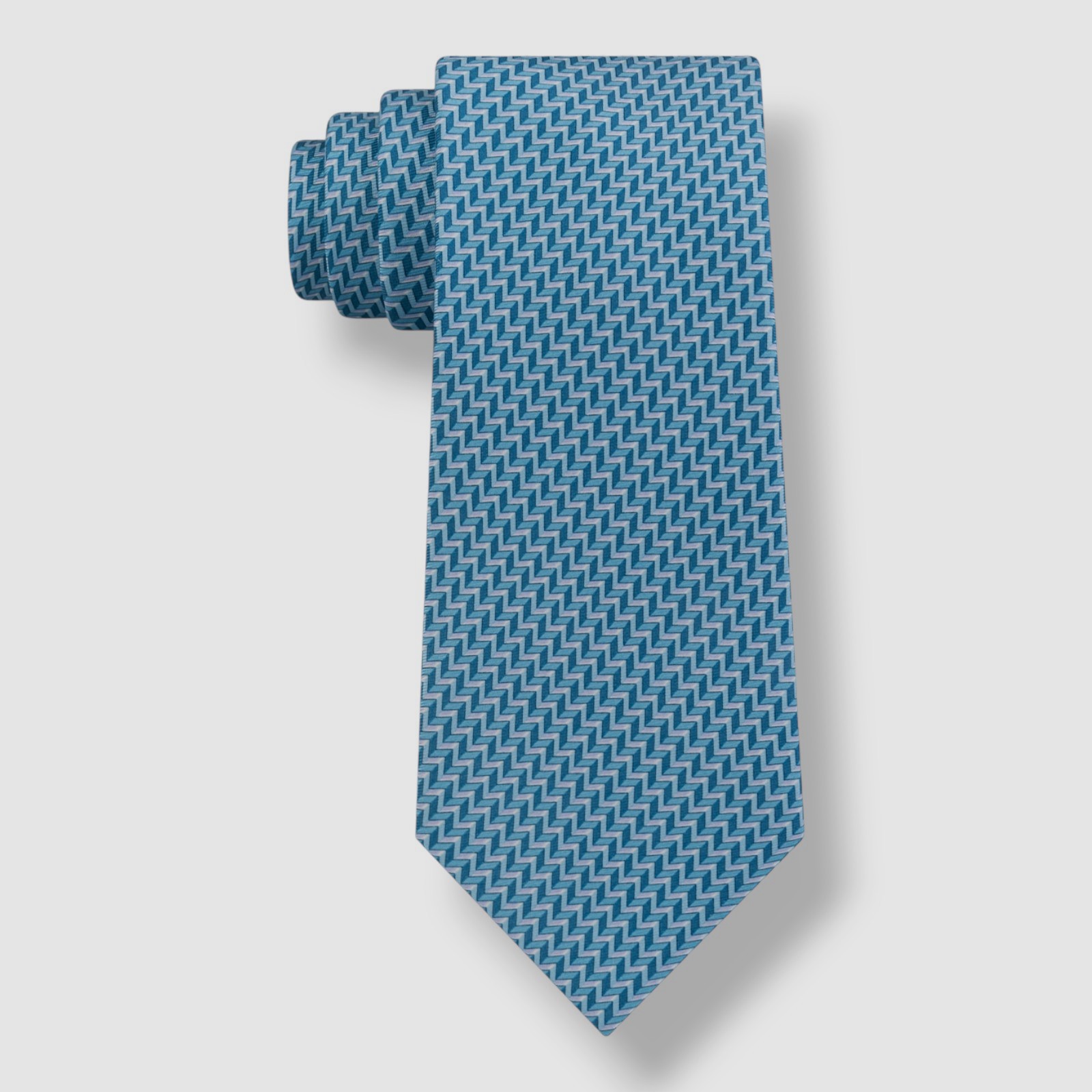 Michael Kors Men’s Blue Chevron Striped Print Silk Neck Tie 56 x 3.25in