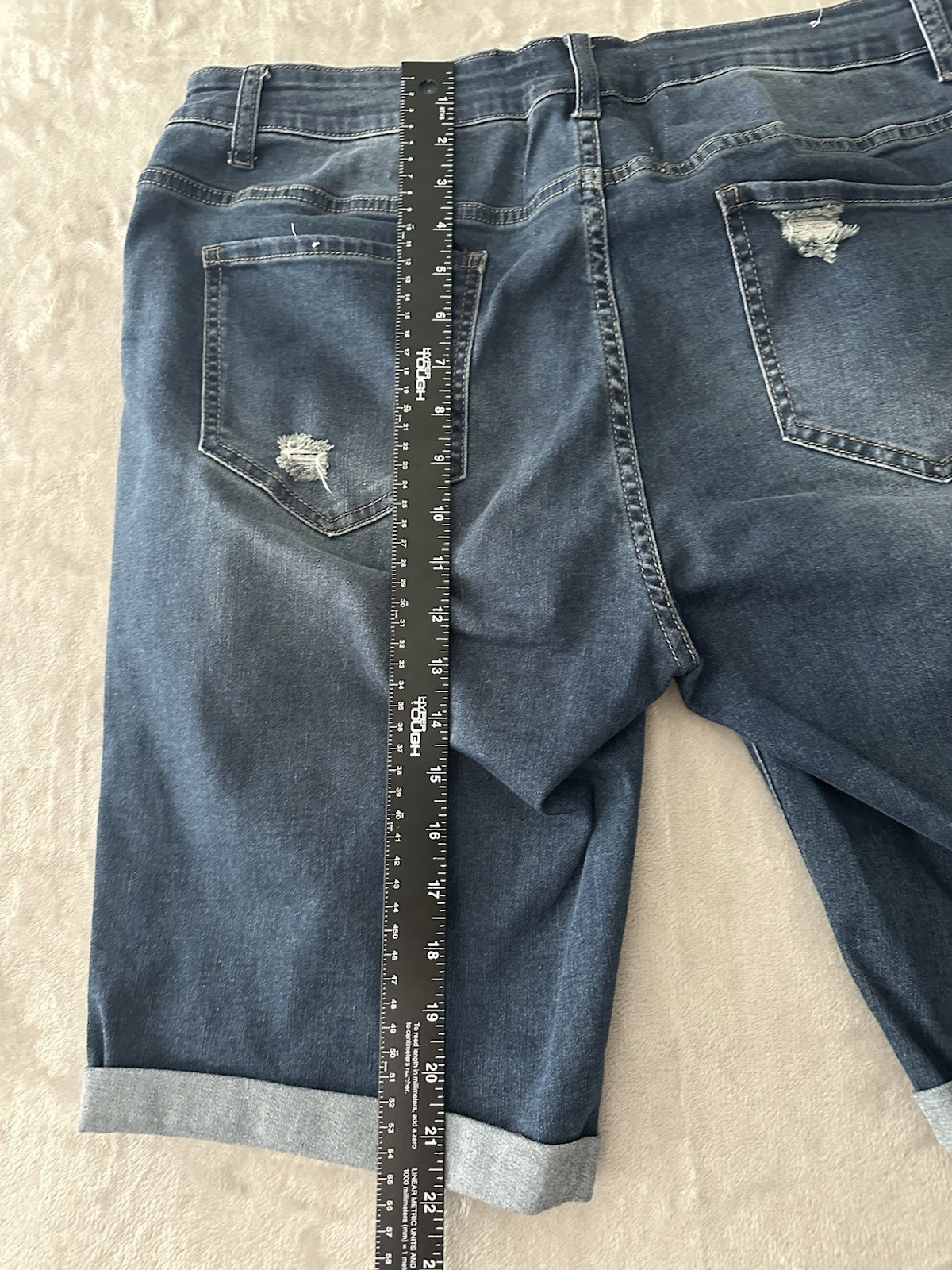 Blue Savvy Shorts Womens Size 18 Blue Bermuda Jean Distressed Stretch Denim