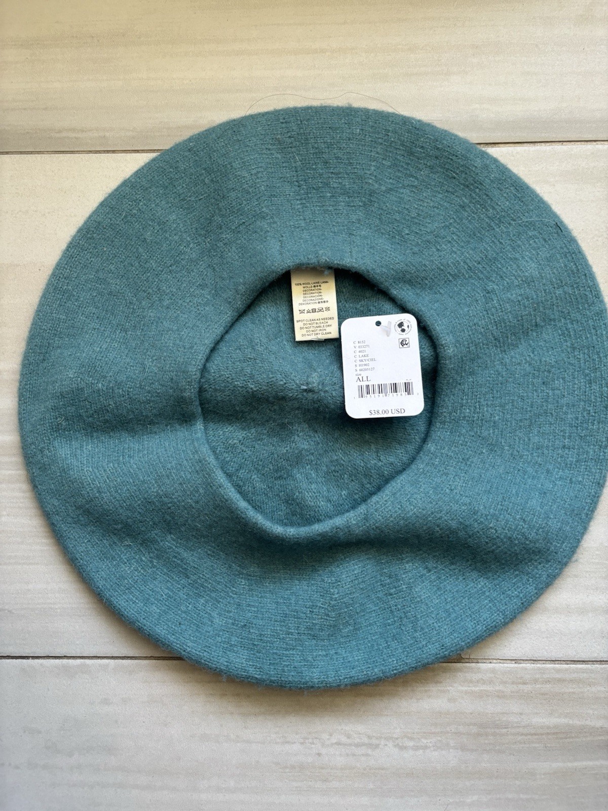 Free People Blue Wool Beret Hat One Size Solid Casual Fall Winter