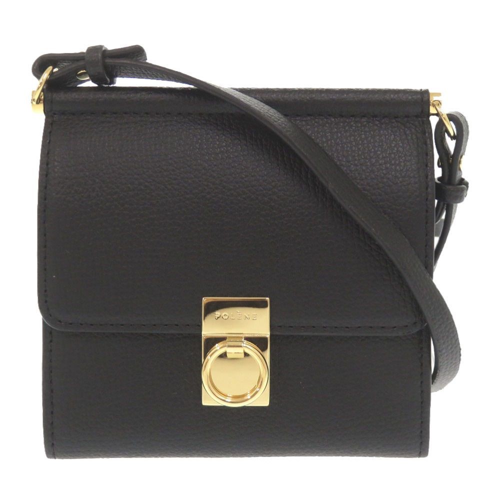 Excellent Condition POLENE Numero Sept Crossbody Wallet Leather Black Shoulder W