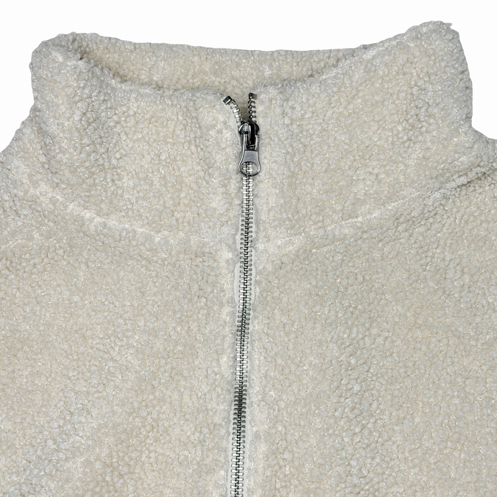 H&M Divided Teddy Fleece Quarter Zip Pullover Gorpcore Neutral Size XL Borg