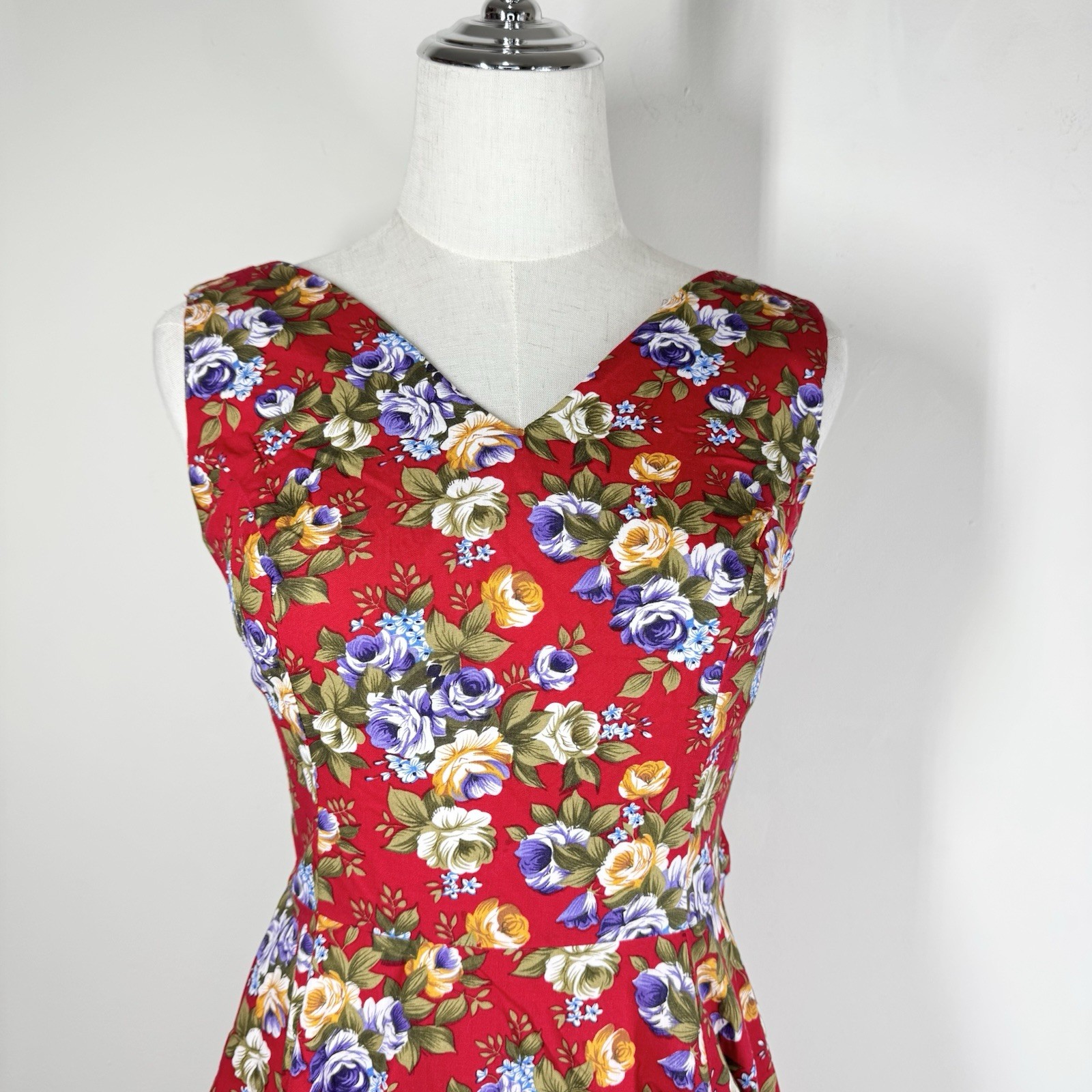 Hearts & Roses Rose Print Fit Flare Dress Size 6 Retro Alternative 50s Pin Up