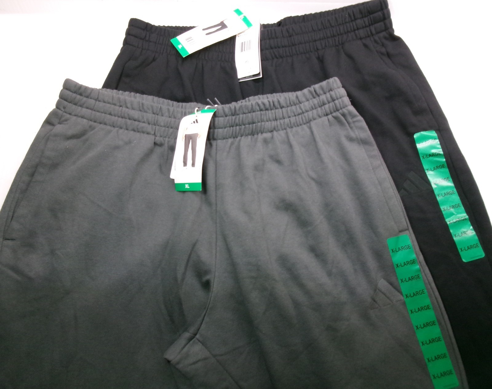 Adidas Fleece Pant with Pockets High Rise Waist elastic tie Open Leg Black/Gray