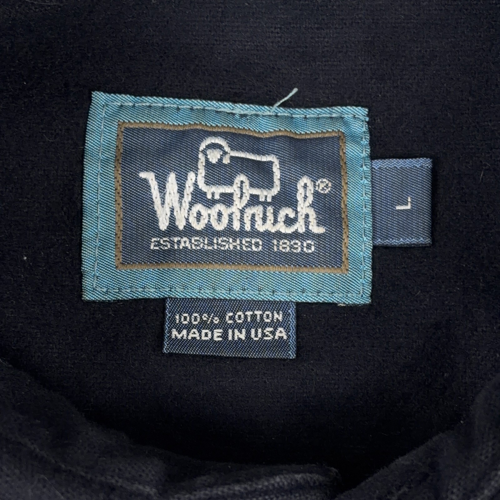 Vintage Woolrich Heavyweight Chamois Shirt Mens Large Black Cotton USA Outdoor